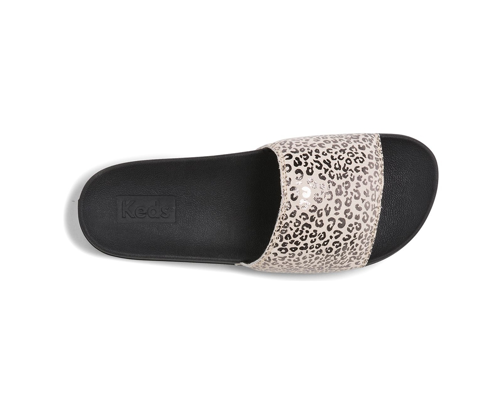 Keds Womens Sandals Black/Gold - Bliss II Leather Leopard - 762DIZGFA